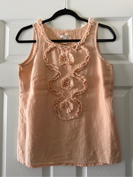 J. Crew Tops - J. Crew Peach Sleeveless Top with Ruffled Appliqué Detail